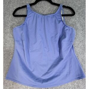 Lands End Womens Swim Tankini Top Periwinkle‎ Blue Size 20W Built in Bra